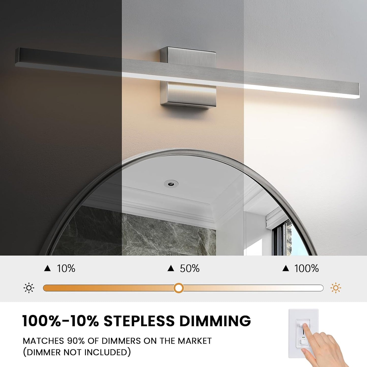 24-Inch Dimmable Gold Bathroom Vanity Light - Modern LED Bar Fixture for Over Mirror