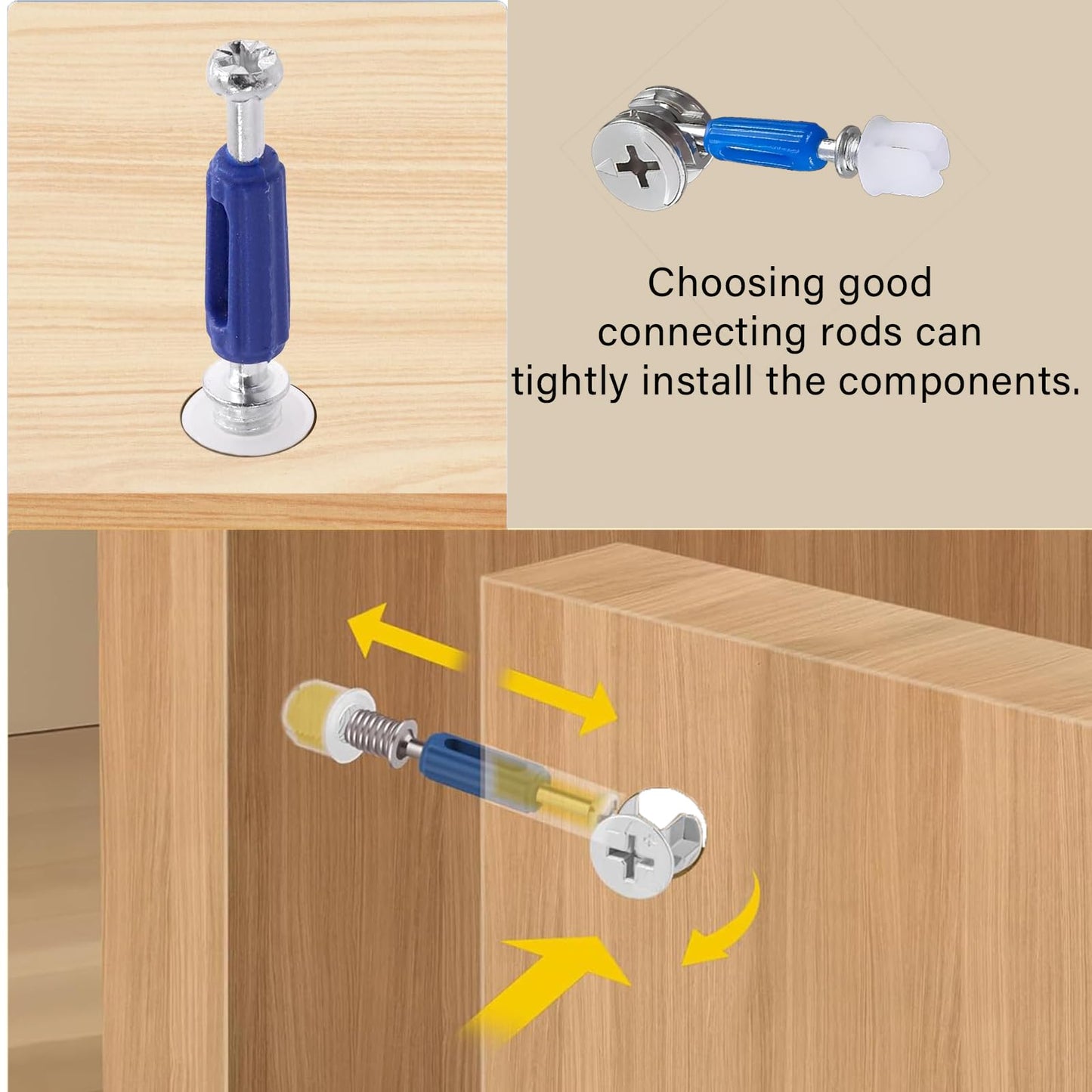TayFeim124 Pcs Cam Lock Screws and Nuts,Cam Locks for Furniture Hardware Spare Parts, 3 in 1 Cam Connecting Fittings, Bolts dowels, Twist Lock Fasteners for Cabinet Drawer Dresser
