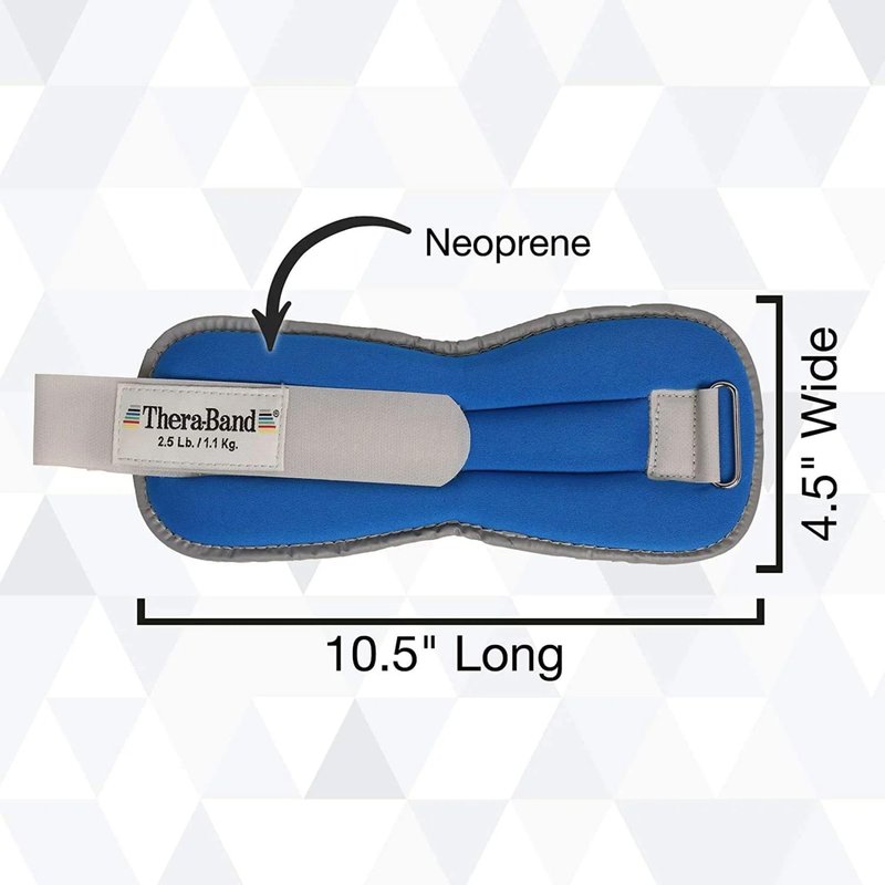 THERABAND Comfort Fit Ankle & Wrist Cuff Wrap Walking Weight Set, Adjustable Wrist and Ankle Weights for Home Workout, Ankle Strengthening & Toning Workouts, Blue, 2.5 lb. Each, Set of 2, 5 Pounds