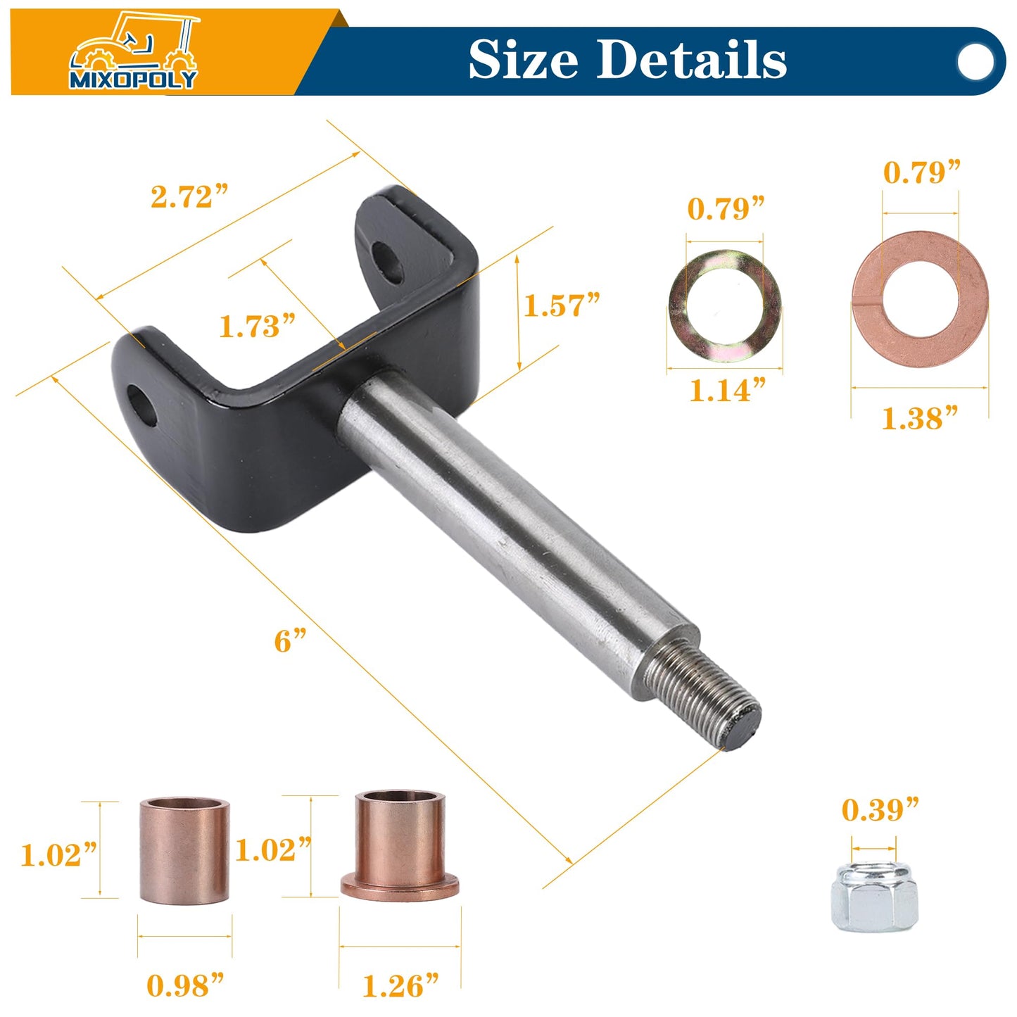 Mixopoly 2 Pack Golf Cart King Pin Repair Kit for Club Car DS 1981-up Gas and Electric Models, Front End King Pin Rebuild Kit, Replace OEM 1016386 1010150 1016389 8067 7048