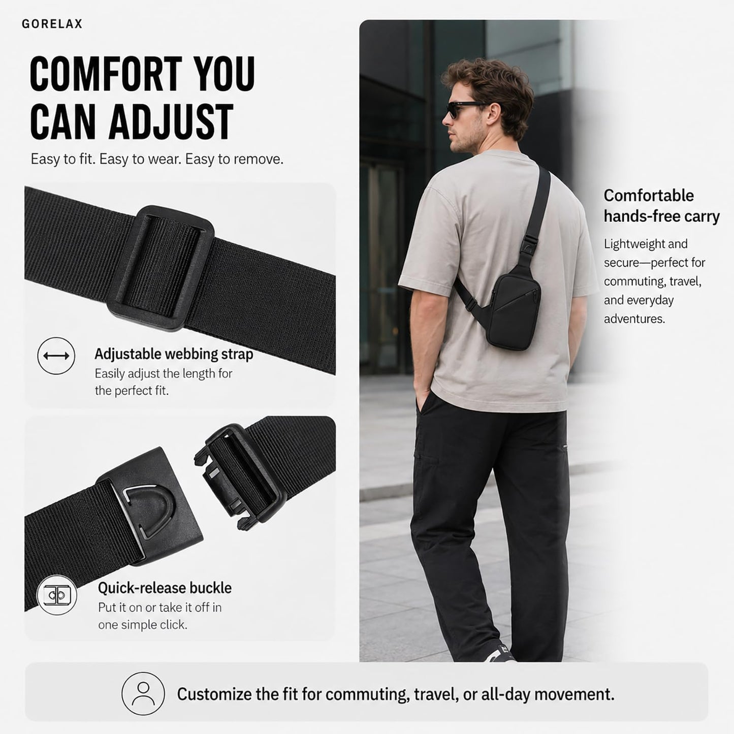 Mini Crossbody Sling Bag for Men & Women, Small Phone Chest Bag for Travel
