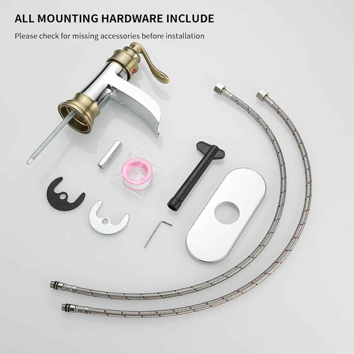 Matte Black Waterfall Bathroom Faucet - Single Handle Lavatory Sink Mixer with Brass Drain