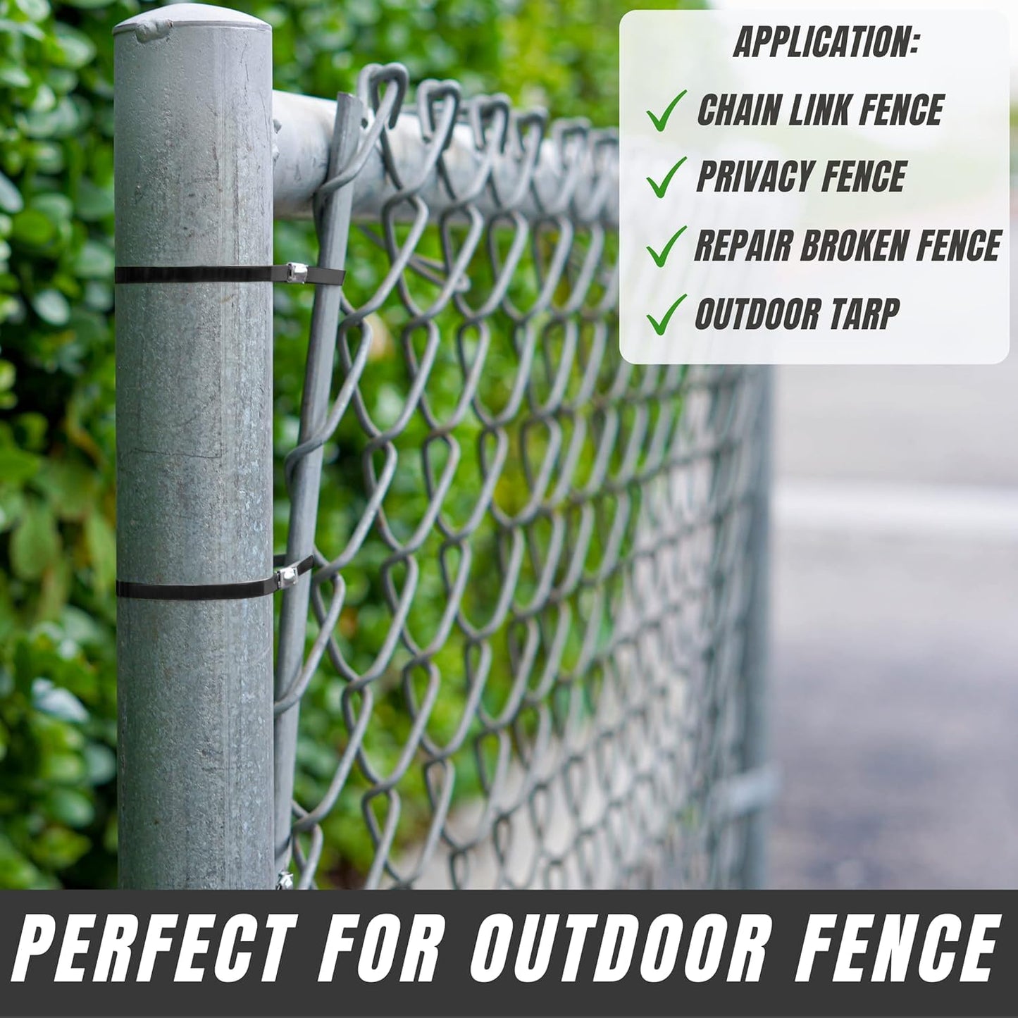 Metal Zip Ties 11.8 inch 100pcs Stainless Steel Zip Ties Heavy Duty Multi-Purpose Self-Locking Cable Ties for Machinery, Vehicles, Exhaust Wrap, Farms, Pipes, Roofs, Cables, and Outdoor Fence (Black)