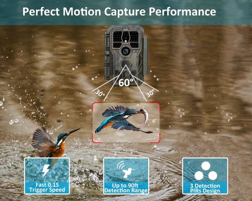 GardePro E5S Trail Camera - 64MP Photos & 1296P HD Video | 0.1s Trigger, 100ft Night Vision