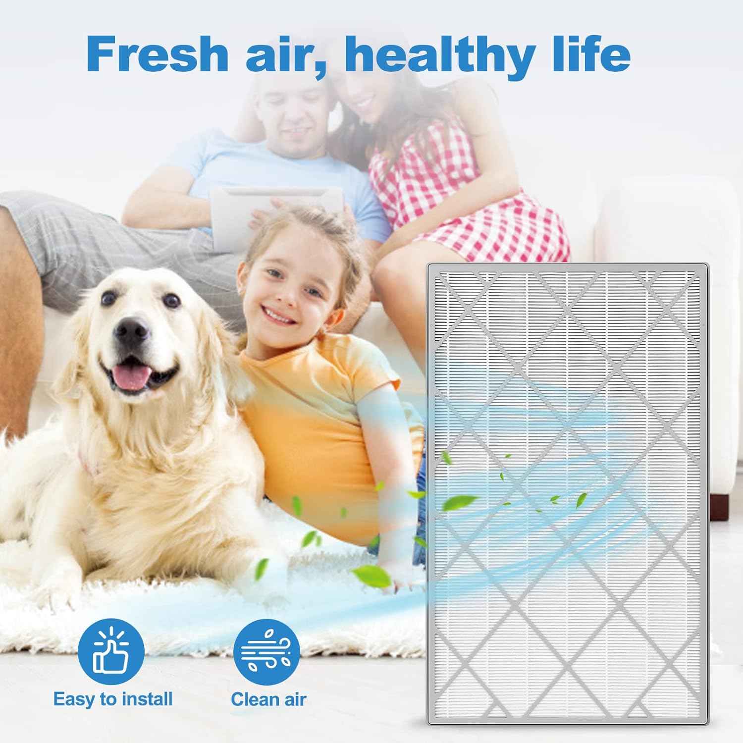 Shark HE601 Air Purifier Replacement Filters - 2 Pack H13 True HEPA 3-in-1 Fit for HE600, HE602 Models
