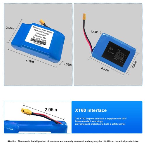 cokxiore 36V 4.4Ah H0vегвоard Lithium Battery Replacement with XT60 Plug and 6 Months Warranty by Factory, 500 Cycles>70% Capacity (20CELL), Assembly Method 10S2P