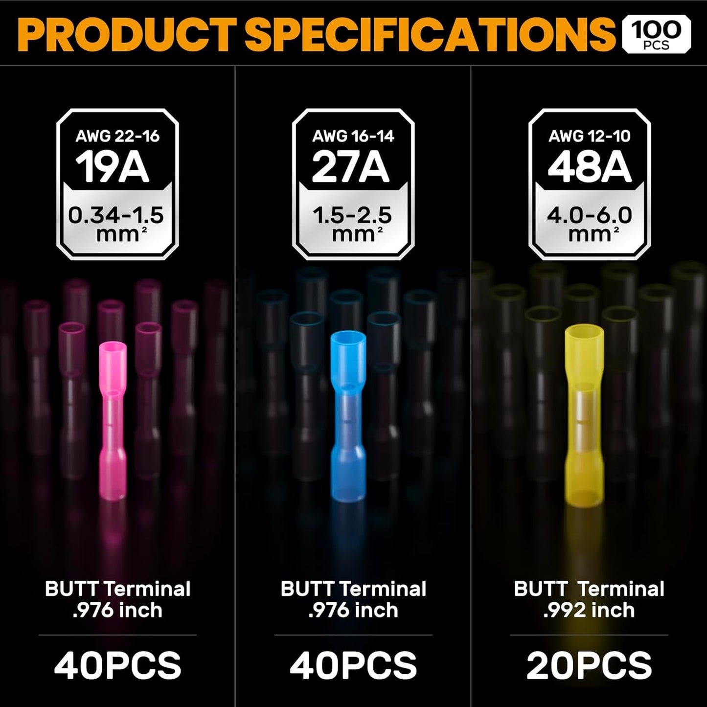 Heat Shrink Connector Crimp Tool Kit - 48 Sizes (22-10 AWG) Marine Grade Wire Connectors & Pliers