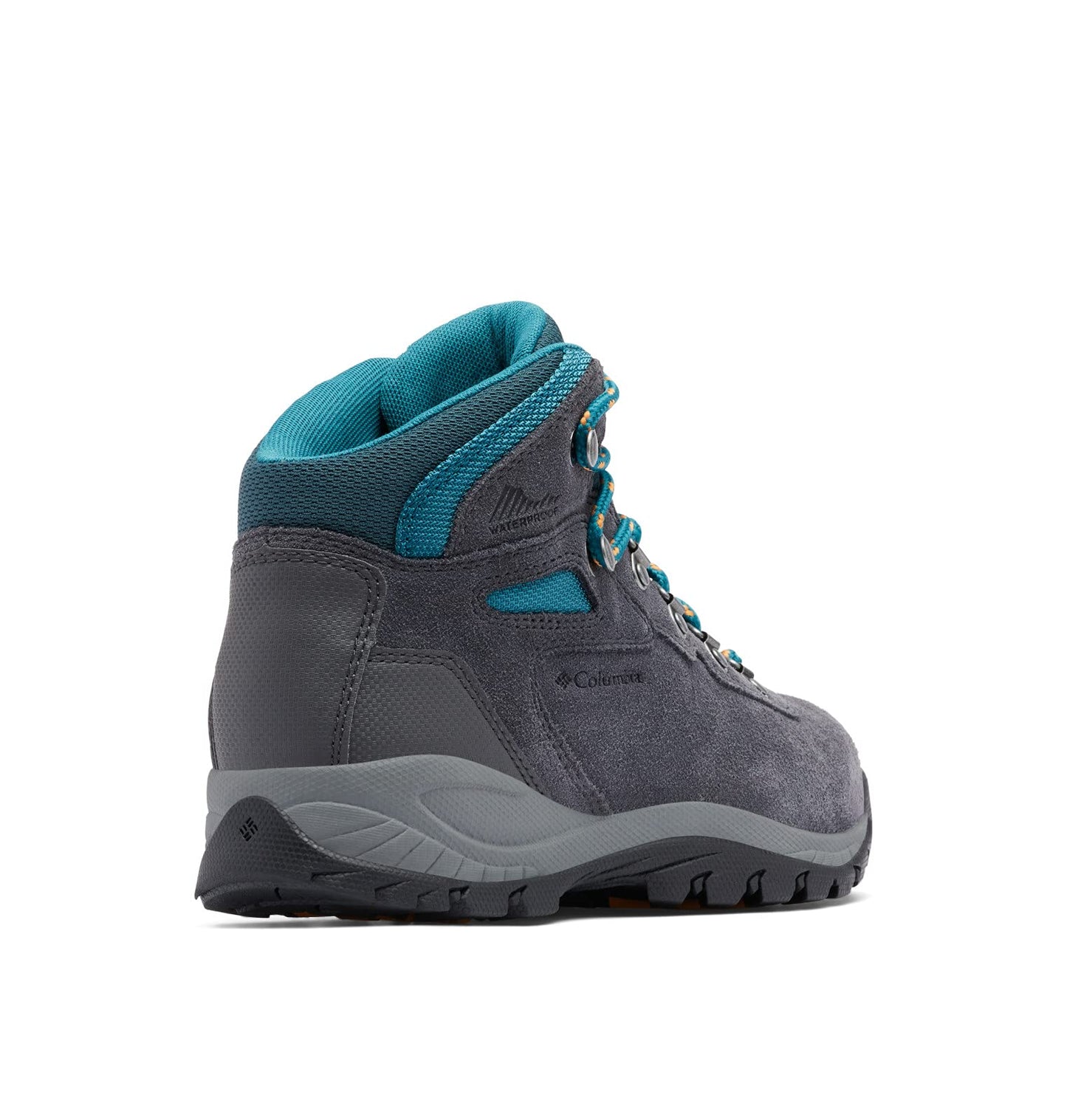 Columbia Womens Newton Ridge Plus Waterproof Amped, Shark/River Blue, 8 Wide