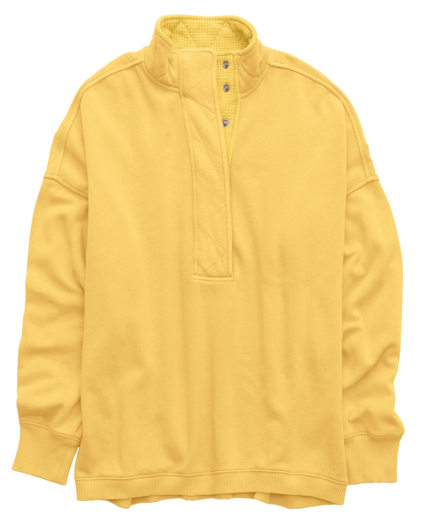 Gacaky Sweatshirt for Women Oversized Casual Long Sleeve Button Henley Neck Pullover Tops Fashion Outfits Clothes Canary Yellow S