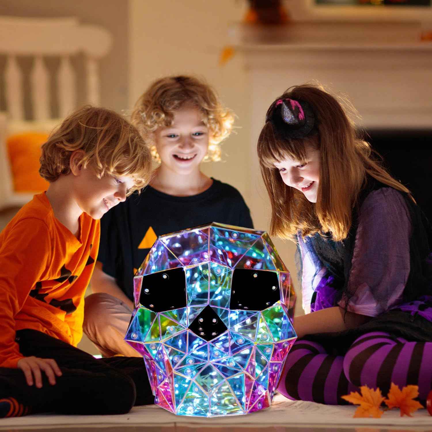 Spooky Ghost LED Lights - 2 Pcs Prismatic Iridescent Halloween Decorations for Indoor Use