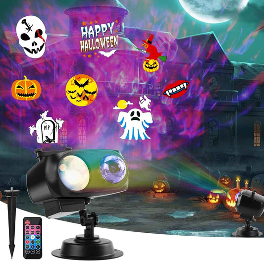 Halloween & Christmas Outdoor Projector Lights with 14 HD Slides & Remote - Waterproof Holiday Decor for Yard & Garden