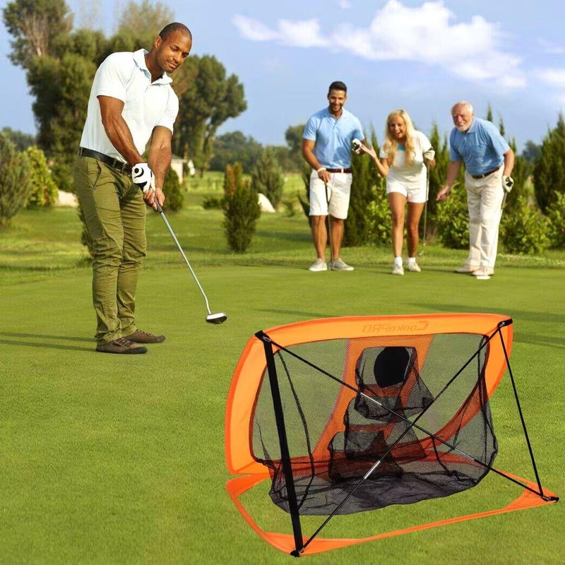 CookoPRO Golf Chipping Net Set,Pop Up Net with Durable Rubber Training Mat,10 Golf Tees,6 Practice Balls,6 Foam Balls and Carry Bag for Indoor & Outdoor Game