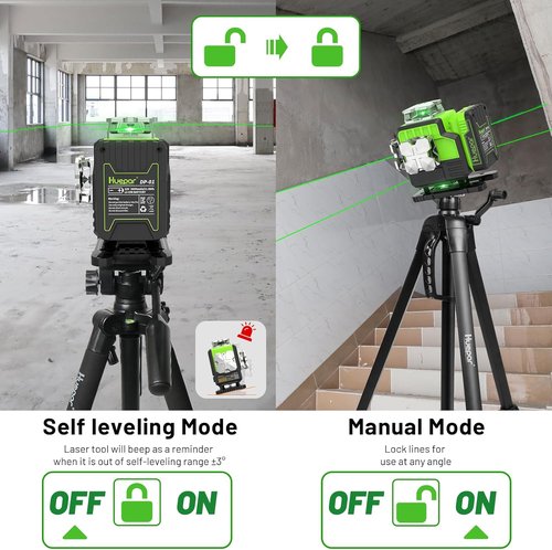 Huepar 4D Green Cross Line Laser Level - Self-Leveling 12V Tool with Bluetooth & Remote Control | 16 Lines, Upgraded Bracket