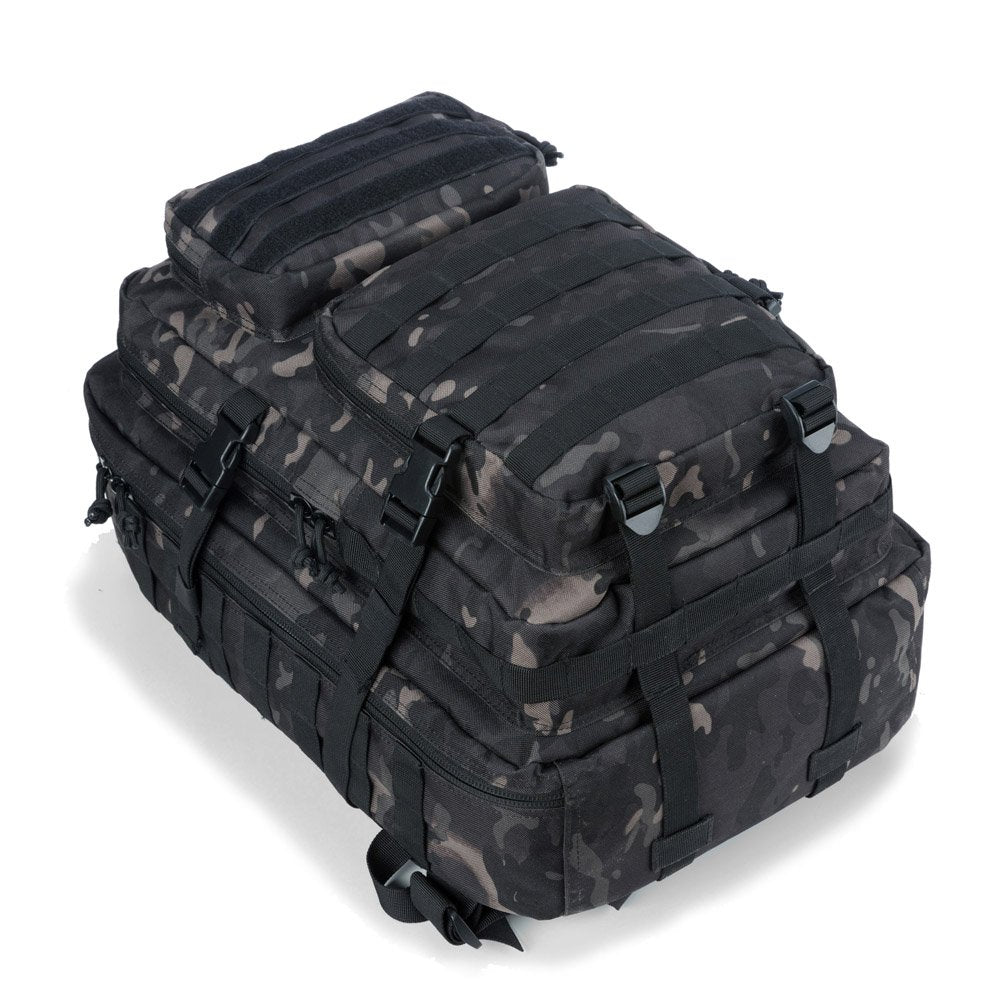 REEBOW GEAR Military Tactical Backpack for Men Large Army 3 Day Assault Pack Molle Hiking Daypack Bag (Camo Black)