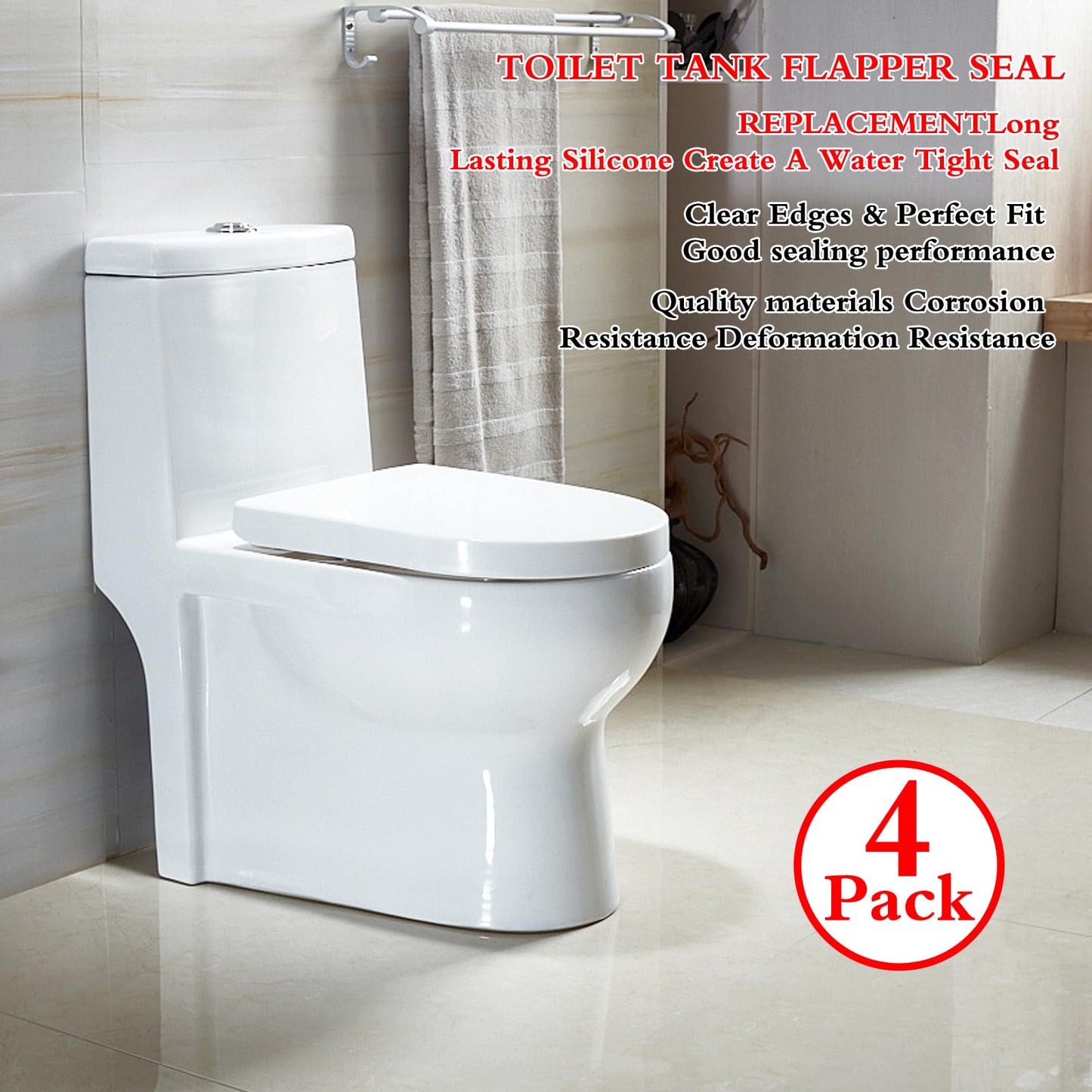 Replacement for Vormax Toilet Tank Silicone Flapper Seal Gasket 3'' - Fit for American Standard 7381424-100.0070A (4 Pack)