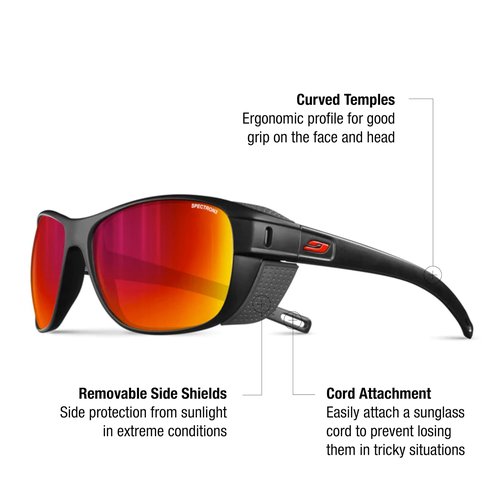 Julbo Camino Mountain Sunglasses - Black Frame - Smoke w/Multilayer Rose Mirror Lens (Spectron 3)