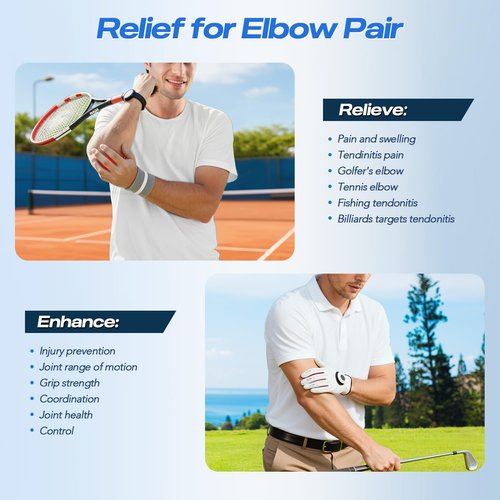 Flex Therapy Bar - Tennis & Golfers Elbow Therapy Bar, Relieve Tendonitis Pain & Improve Grip Strength, Twist Bar for Physical Therapy, Fitness Resistance Bar Equipped with 3 PCS Bar & 5 PCS Bands