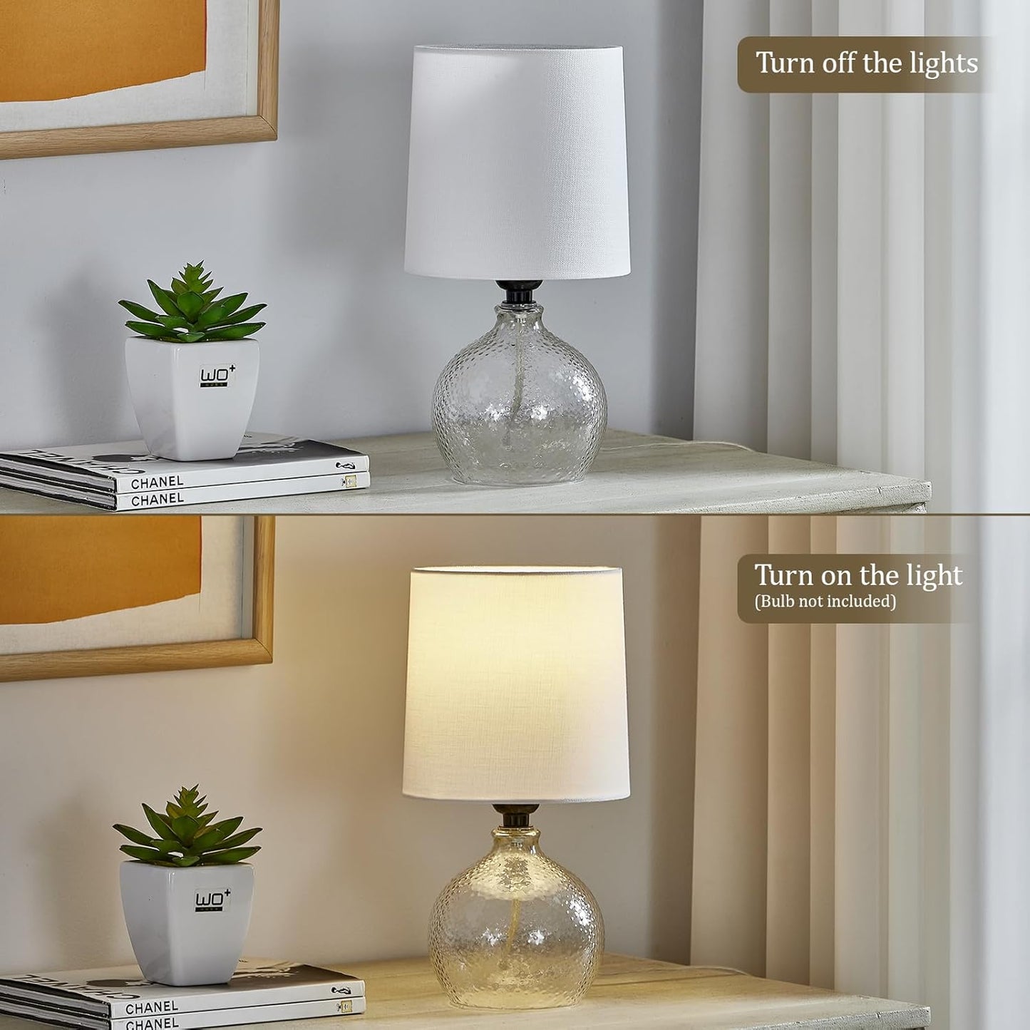 Boho Table Lamps Set of 2 - 13.5" Rustic Ceramic Bedside Lamps for Bedroom & Living Room