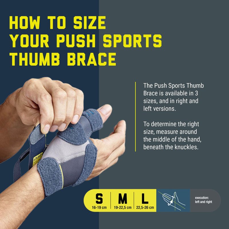 Push Sports Thumb Brace - Stabilizes Skier's Thumb, Optimizes Function (Right Medium)