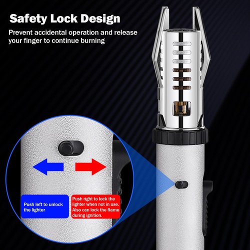 Torch Lighter, Blazarar Lighter, Cool Lightsaber Lighters with Safety Lock and Adjustable Flame, Camping Essentials Lighter, Windproof Butane Refillable Lighters for Candles Campfires BBQ Baking