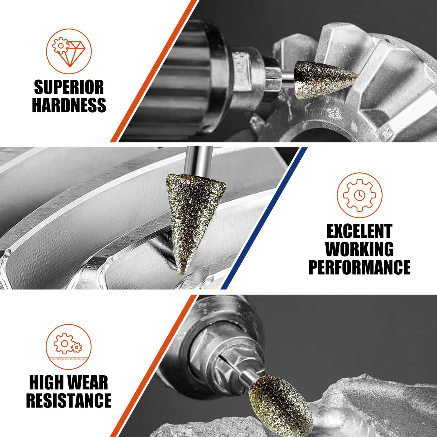 Diamond Grinder Bits for Dremel Tool Accessories, 20Pcs, 1/8" Shank, 120-Grit, Rotary Tool Diamond Bits for Stone Glass Resin Porcelain Ceramic Nail Glaze Metal Carve Engrave Polish