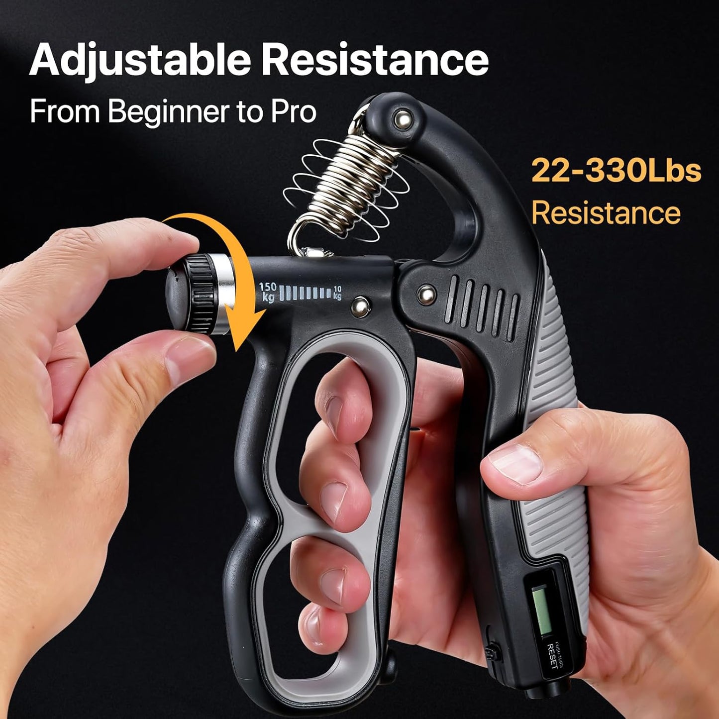 PowerGrip Adjustable Hand Grip Trainer - Heavy Duty Ergonomic Forearm Strengthener | 10-150kg Resistance
