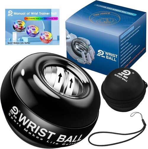 JIN BD Gyro Ball Wrist Trainer - Auto-Start Gyroscopic Forearm Exerciser for Strengthening Arms & Fingers