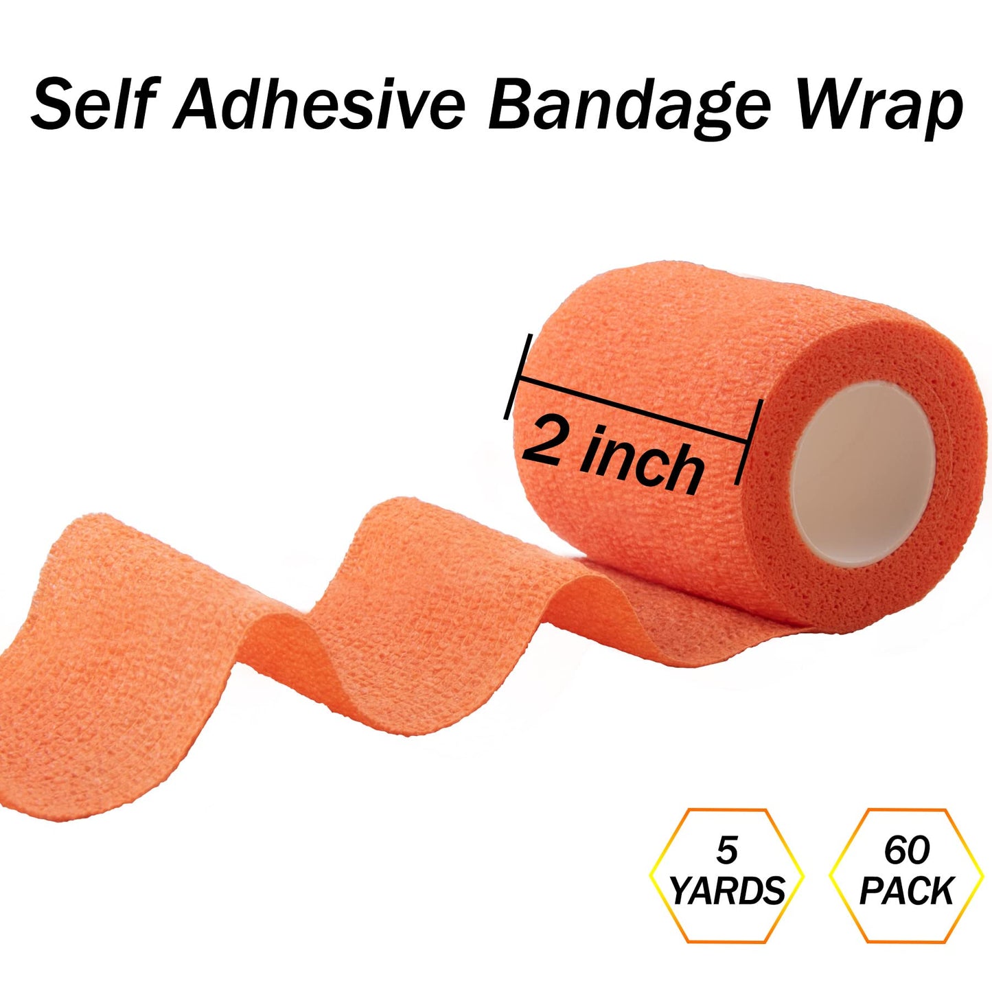 BQTQ 60 Rolls Self Adhesive Bandage Wrap 2 Inch Self Adherent Wrap Self Stick Bandages Wound Tape Stretch Bandage for Wrist Ankle Swelling Sprains(Rich Color)