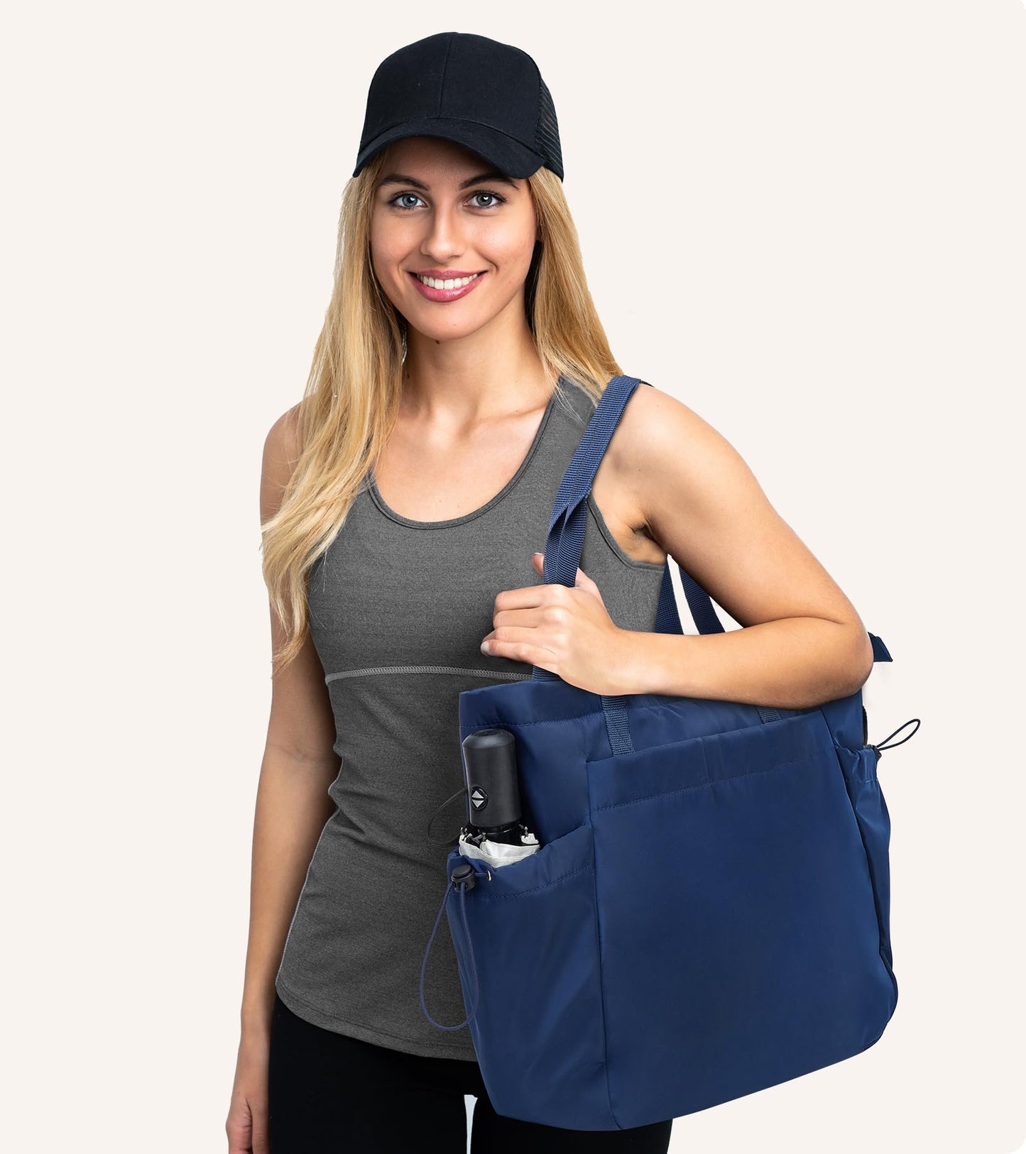 Marvolia Large Tote Bag for Women, Navy Blue