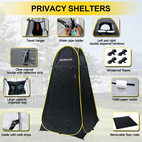 NEVERLAND Pop up Privacy Shower Tent - Portable Changing Shower Tent, Dressing Room, Bathroom, Outdoor Rain Shelter for Camping, Hiking, Beach