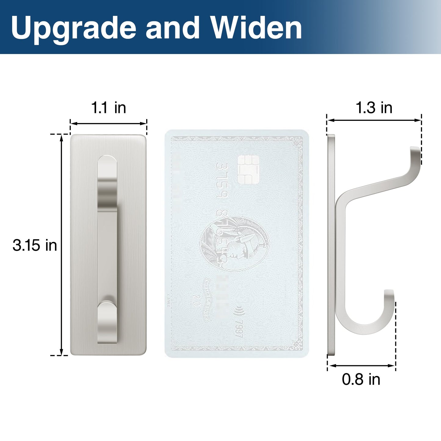 pickpiff Wall Hooks for Coat and Towel: 13LB Adhesive Door Hanger Stick on, Brushed Nickel