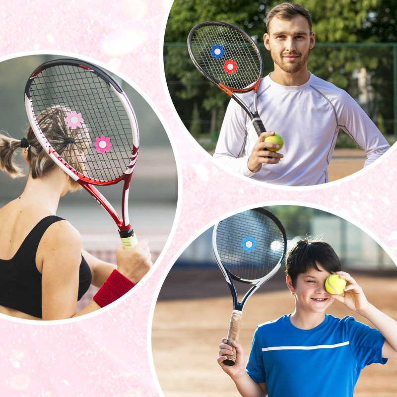 oruola 9pcs Tennis Dampener for Racket,Flower Tennis Racquet Dampeners,Flower Racket Dampeners,Silicone Antivibrador Raqueta de Tenis,Multicolor
