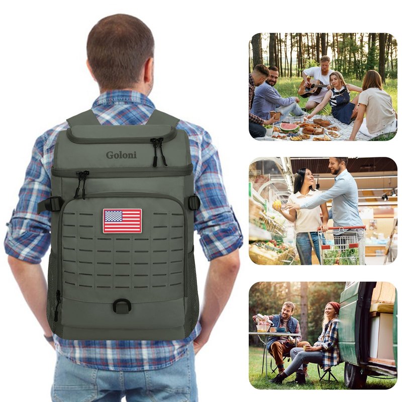 Cooler Backpack, 30 Can Backpack Cooler 4-Sided Cold Retention Technology, Lightweight & Hands-Free for Beach, Camping, Hiking, and Tailgating