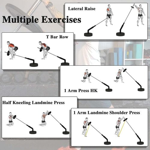 Fitvids T Bar Row Landmine Attachment for 2" Olympic Barbell Bar – 360°Swivel for body Workout Home Gym Equipment – Landmine – Black