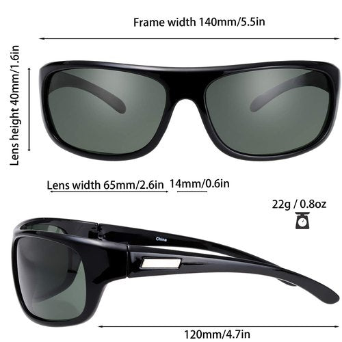 The Fresh Polarized Sports Sunglasses for Men Women Baseball Running Cycling Fishing Driving Golf Softball Hiking Sun Glasses (2-Shiny Black, G15 Green)