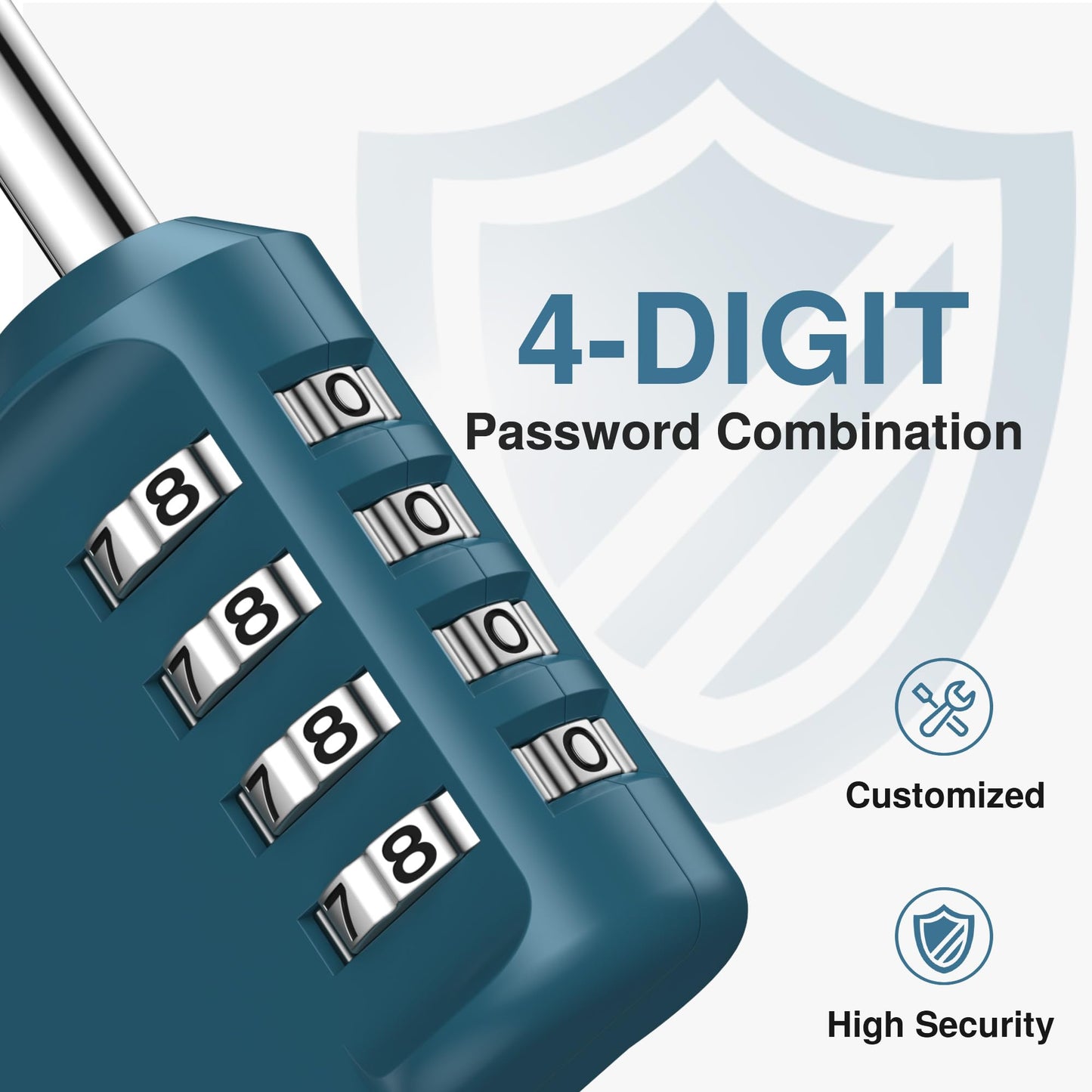 Puroma Combination Lock 2 Pack 4 Digit Waterproof Locker Locks Secure Outdoor Padlock for Gym Lockers, Toolboxes, Gates, Fences, Storage, Sports Locker, Cabinets (Peacock Blue & Black)