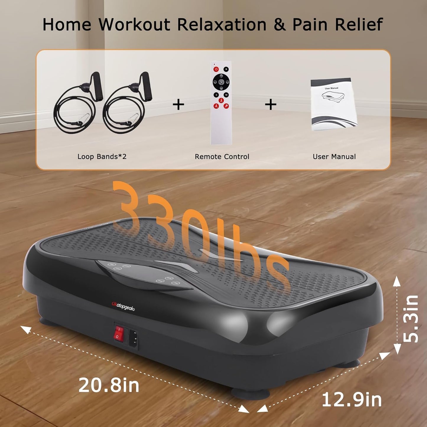 Skiennix Whole Body Vibration Plate - Power Vibrating Machine for Weight Loss & Lymphatic Drainage | Touch Screen & Resistance Bands