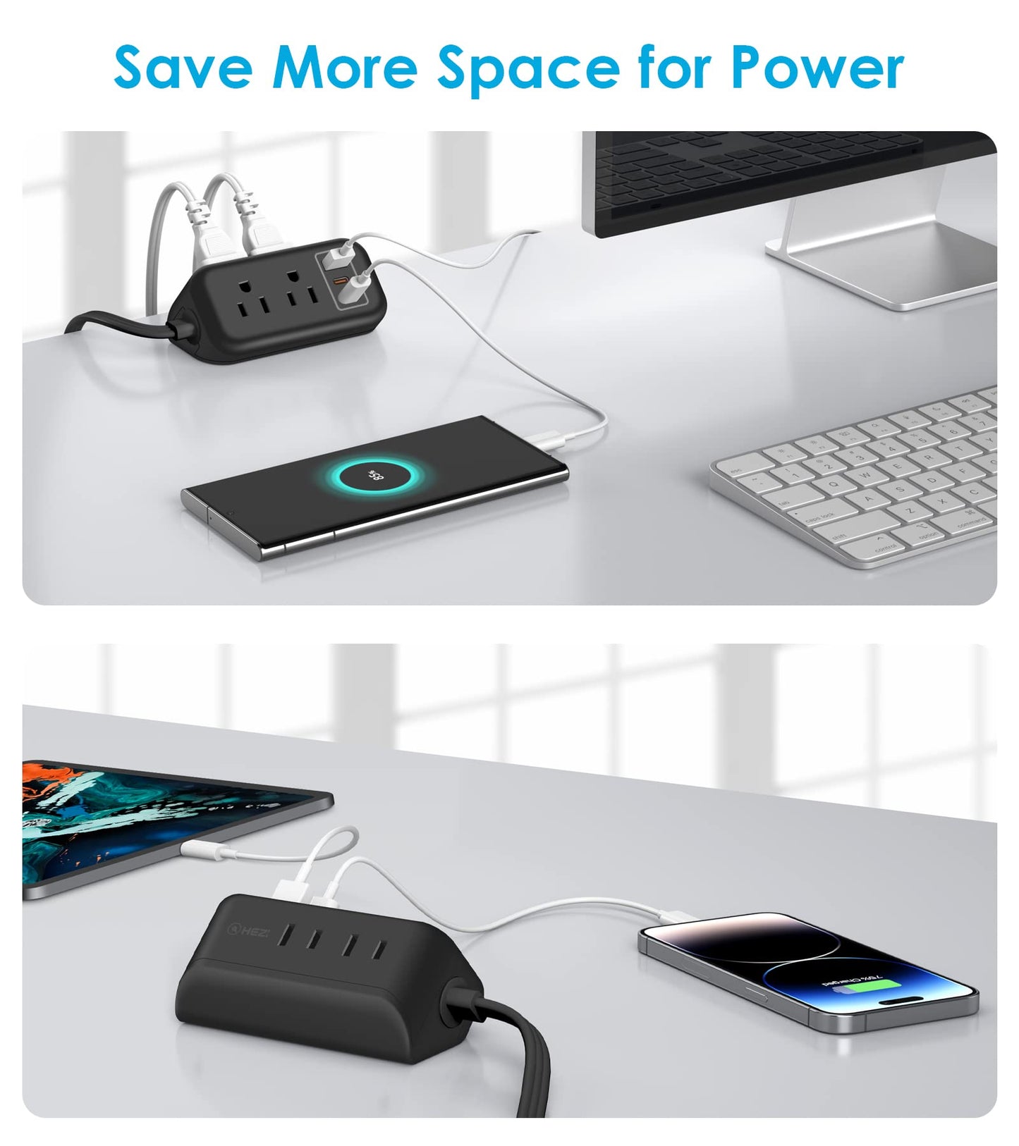 Cruise Ship Essentials - 30W USB CTravel Power Strip Flat Plug, 3 Ft Flat Extension Cord with 4 Outlets 3 USB Ports(2 USB C), Small Power Strip No Surge Protection for Cruise Travel Home Office