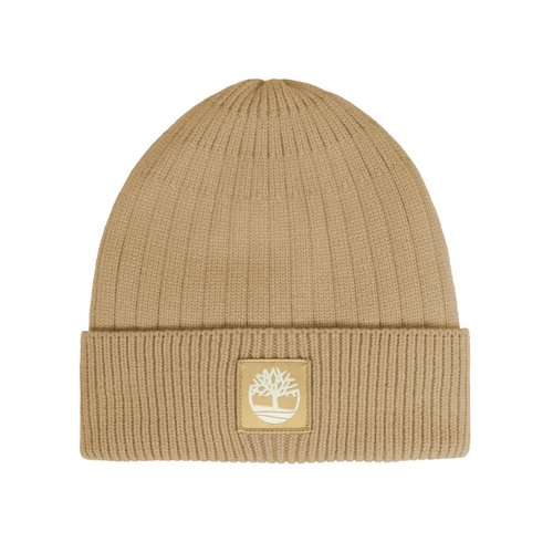 Timberland Women’s Rib Core Beanie - Soft Knit Winter Hat, Stretch Fit, Ribbed Texture, Fold-Over Cuff for Cold Weather, Light Wheat Boot, One Size