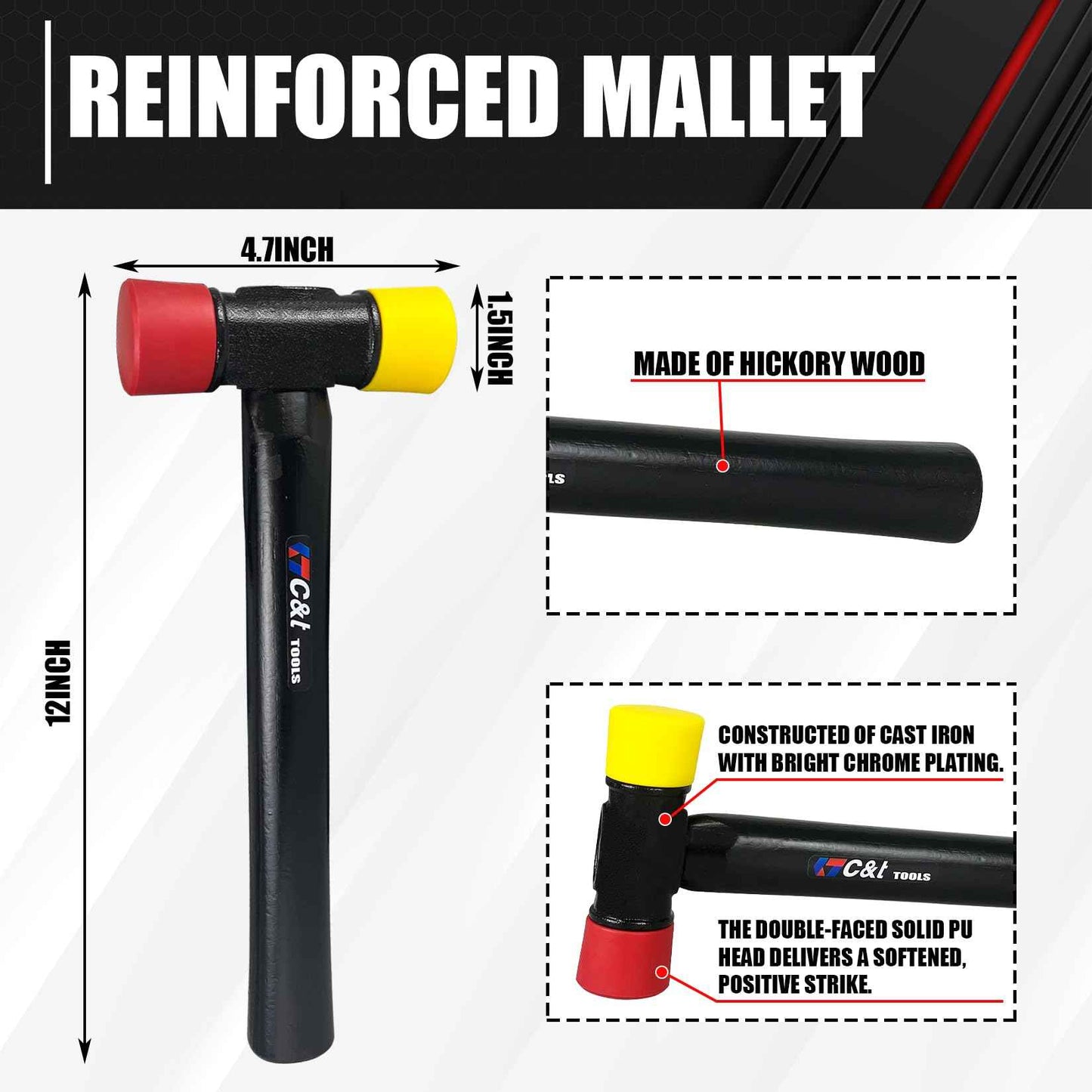 C&T 33-Piece Laminate Wood Flooring Installation Kit with Double-Face Hammer, Heavy Duty Pull Bar, Tapping Block and 30-Piece Spacers, Vinyl Floor Installation Kit