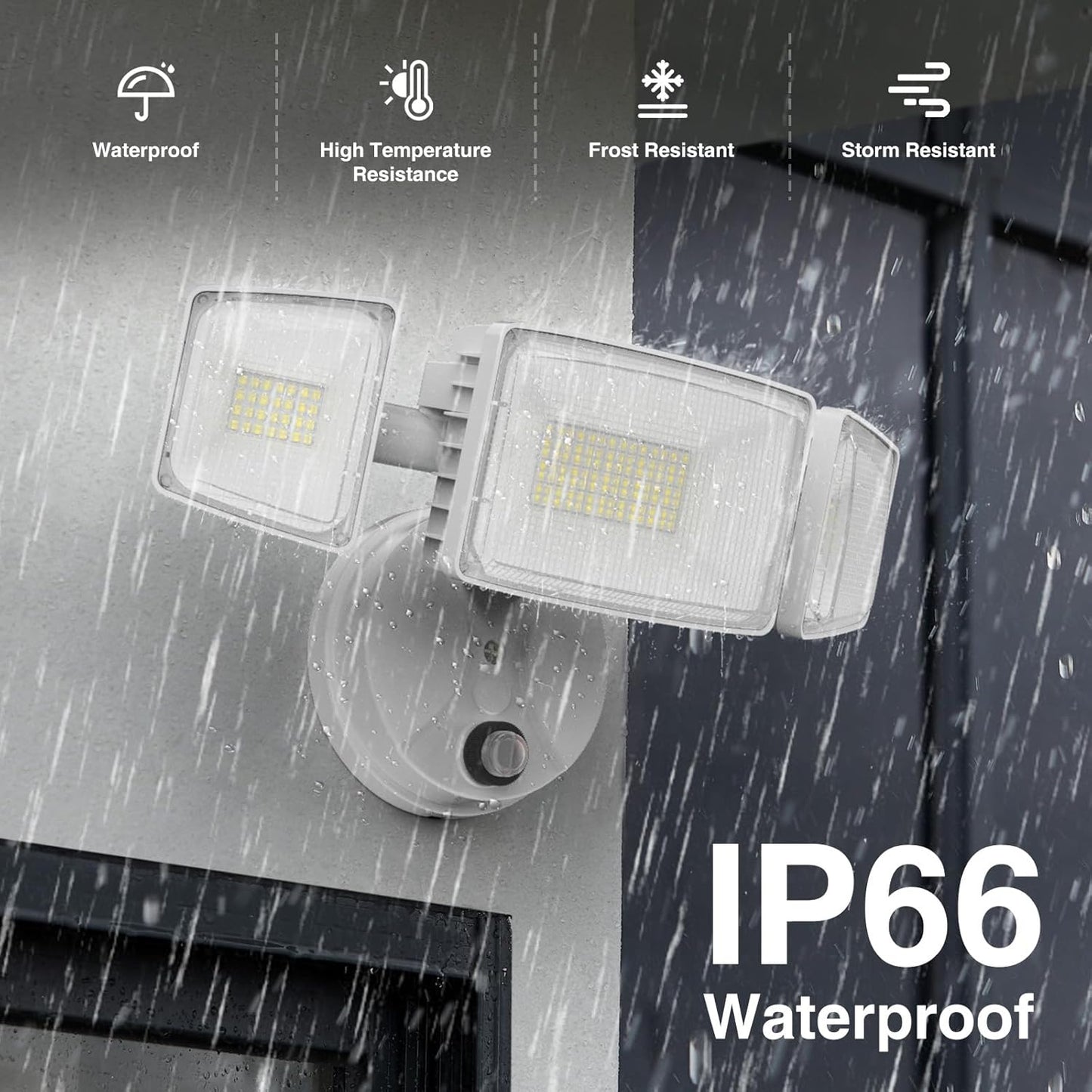 100W Dusk to Dawn LED Outdoor Flood Light - 11000LM Waterproof Security Light with 3 Heads Photocell for Garage & Yard