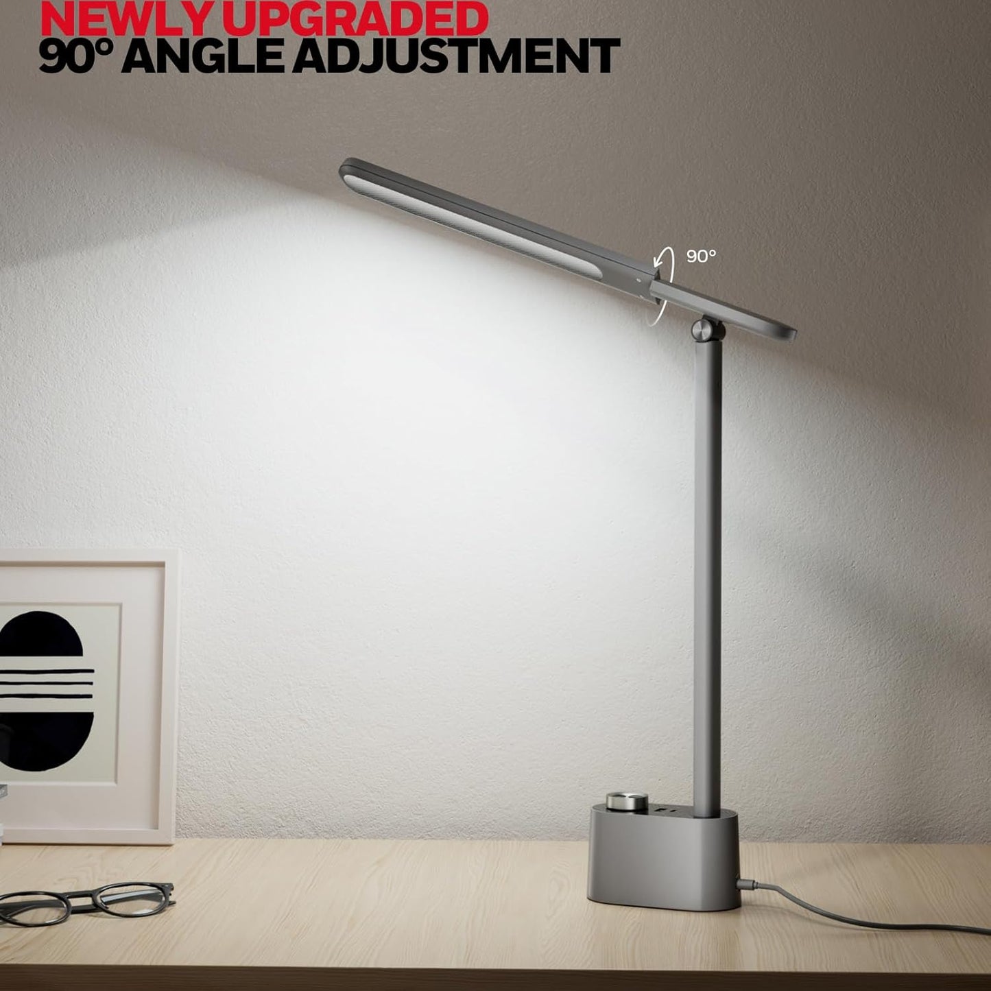 Honeywell H01 Pro LED Desk Lamp - Dimmable Foldable Light with USB Charging & 3 Color Modes for Home Office