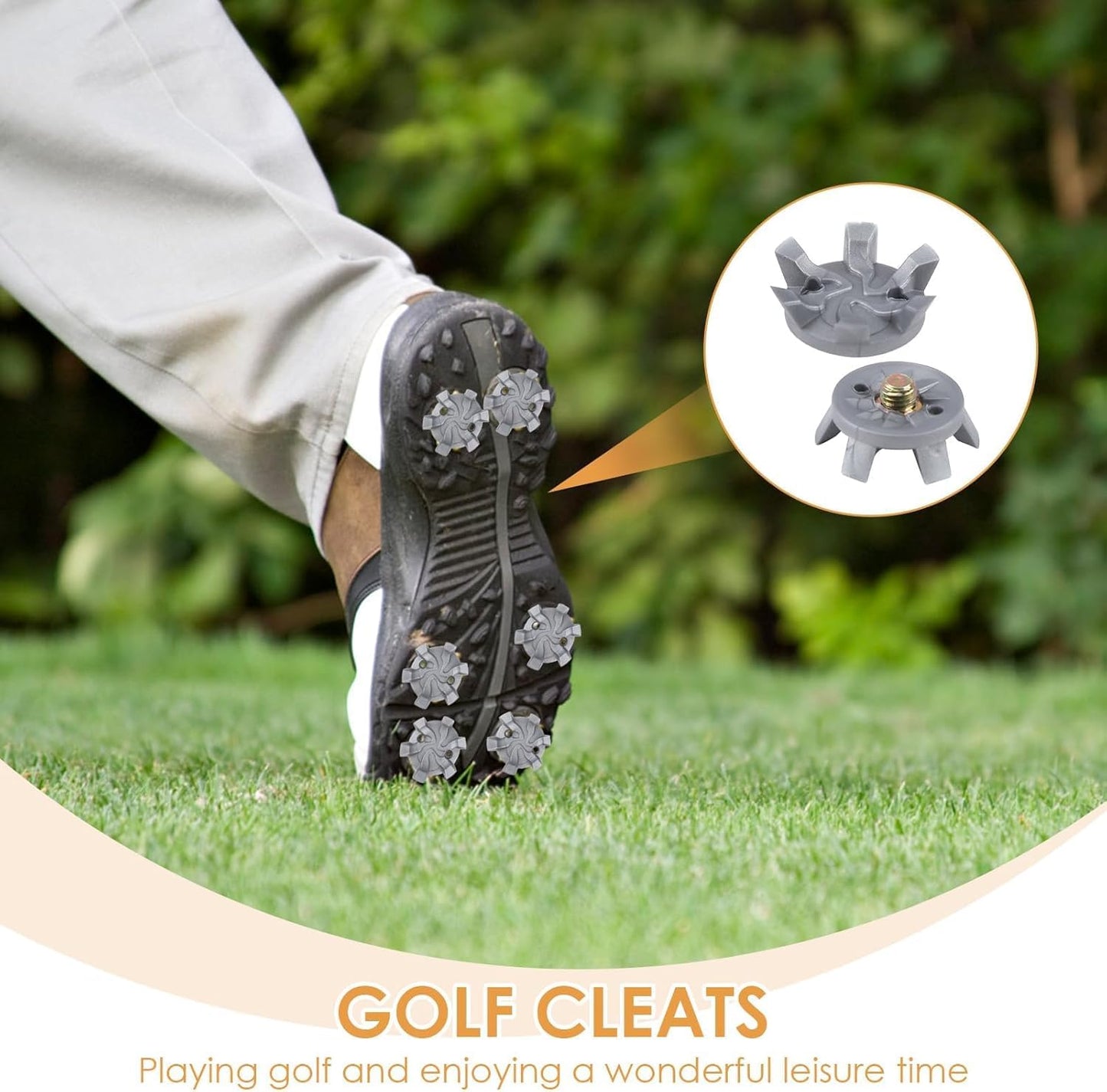 HH-GOLF 21 Pcs Golf Shoe Spikes Replacements Set with 20 Cleats and 1 Spanner, Metal Screw Threading Dia ¼ Inch or 6mm Easy to Install on Golf & Cricket Spike Shoes