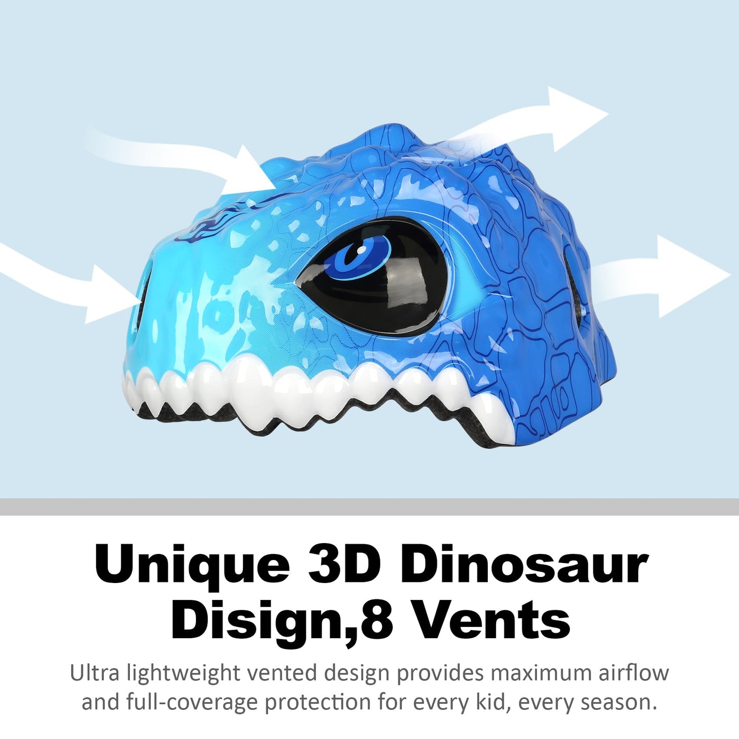 Toddler Bike Helmet,Bavilk Kids Helmet 3D Dinosaur Boys Girls Adjustable Knee Pad Elbow Pads Guards Protective Gear Set for Cycling Scooter Skateboard Inline Skatings Riding Sports