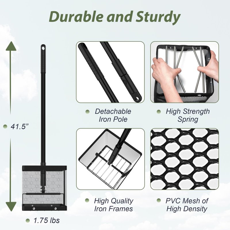 SAPLIZE Golf Ball Picker Upper, Turf-Friendly Design, No Bending Over, Quickly Collects Multiple Balls, Large-Capacity Ball Holder, Great for Backyard Practice & Training Matte Black
