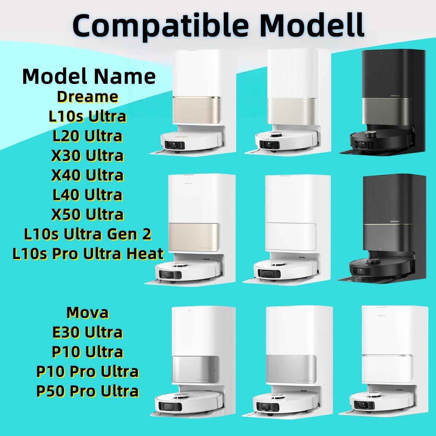 Bluearks 5Pcs for Dreame Robotic Vacuums Automatic Bag Cleaning Base, Reusable 3.2 Liter Capacity, Zipper Closure Cleans Dustbags,Compatible With Dreame Model,L10s Ultra/L20/X30/X40/X50