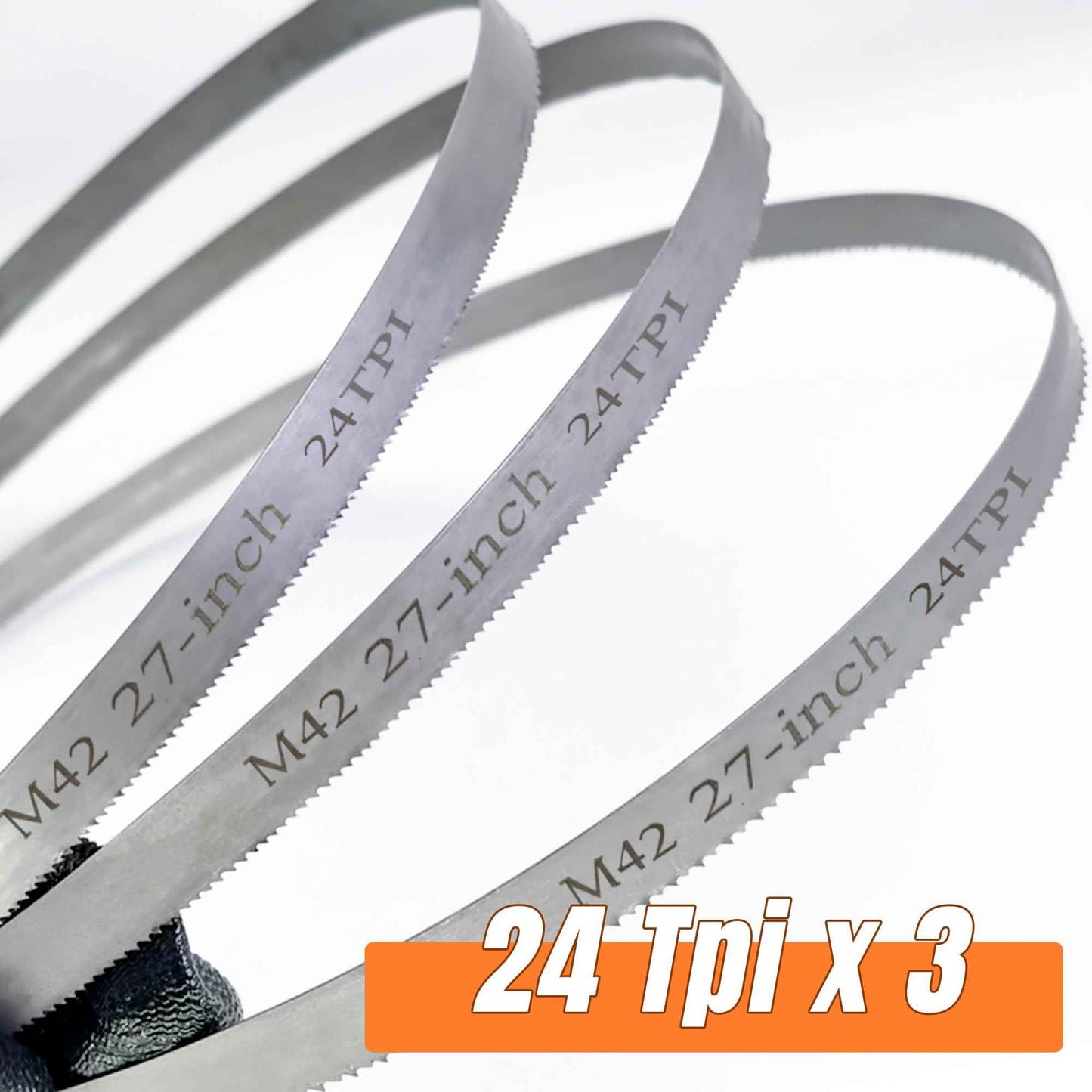 Portable Bandsaw Blades 27 Inch for Milwaukee M12, Band Saw Blades for Dewalt DCS377, Bi-Metal M42, 27" x 1/2" x 0.02", 24 TPI, 3 Pack