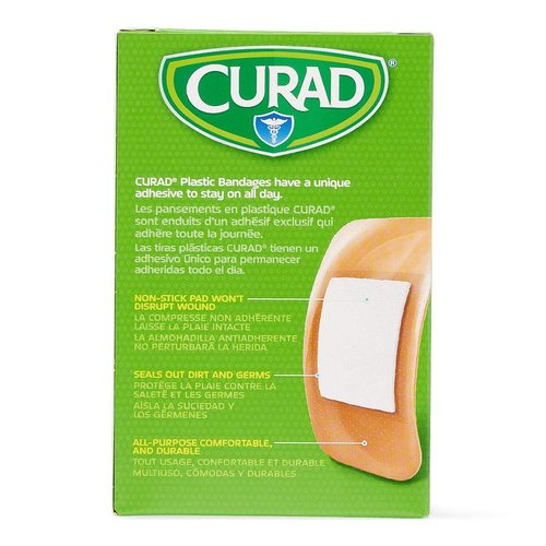 CURAD Plastic Adhesive Bandages - 2" x 4" Size, Latex-Free for Sensitive Skin | 20 Count