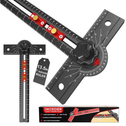29-Inch Adjustable Woodworking T Square Ruler - Precision Angle Measurement Tool for Carpentry & Drafting