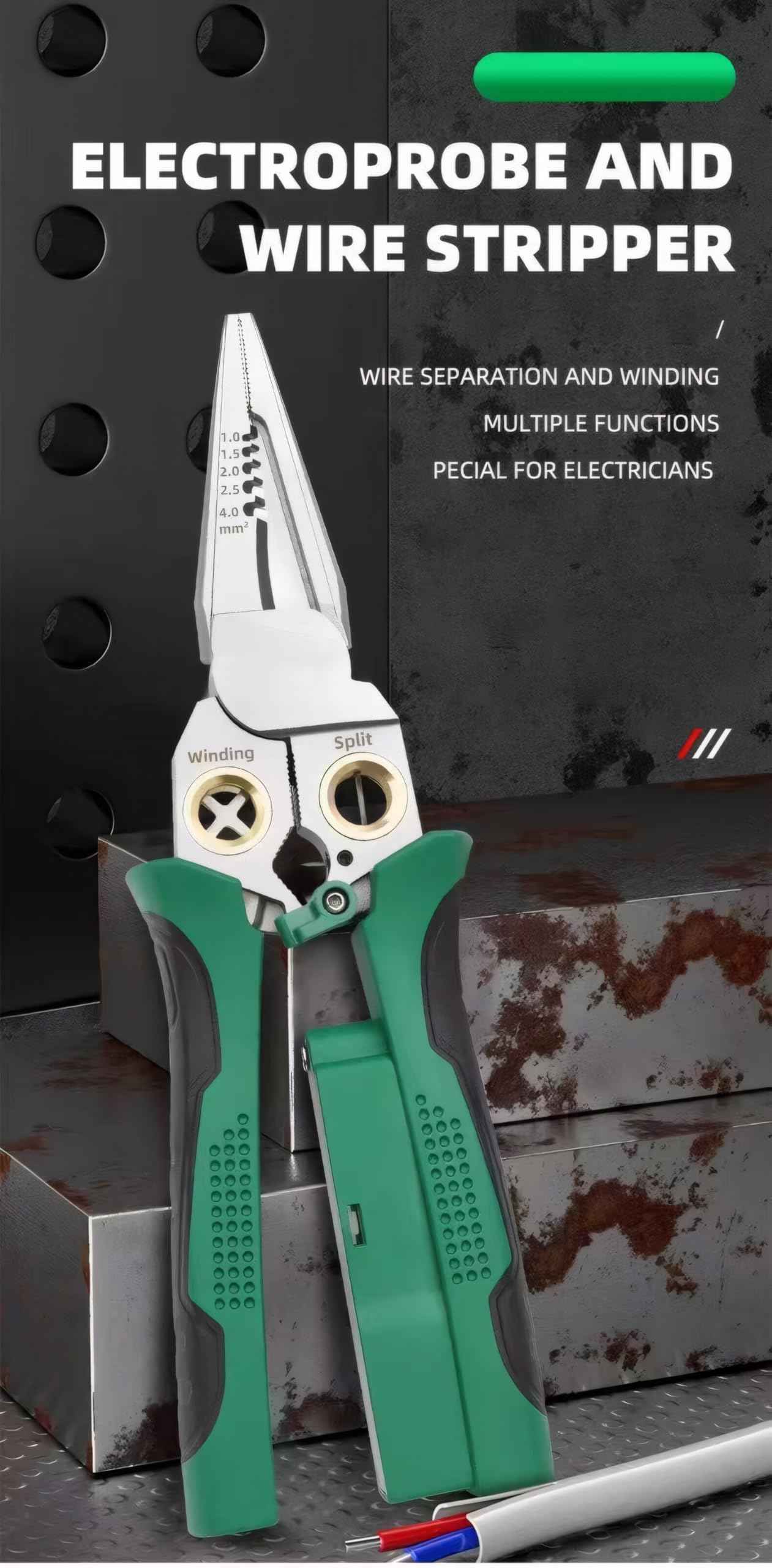 8 in 1 Wire Stripper with Voltage Tester, Electric Pliers, Multi-function Electric Wire Stripping Tool for Cutting and Pulling Pliers,Multi-Function Electrician Tool for Cutting, (1).